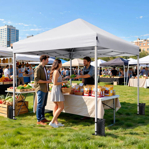 One Button Quick Setup 10x10 Pop Up Canopy With Carry Bag Portable Instant Shade Tent for outdoor market.