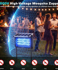 Outdoor Bug Zapper Powered By Solar And USB, 4000V Grid, 15W UV LED Fly Light Attracts Flies And Moths for patio or garden use.
