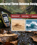 F60 Handheld GPS Navigation Device For Hiking with waterproof, dustproof, and anti-drop features in outdoor setting