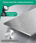 Heavy-duty die-cast aluminum material for Outdoor Spotlight Kit 2 Pack Dusk To Dawn 120V 12W 4000K 1150LM 180 Degree