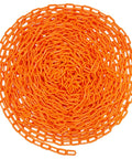 Coiled 100 Foot Orange Plastic Chain Safety Barrier For Crowd Control And Event Lines, Great For Concerts And Parking Lots