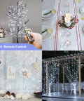 Two Pack Battery Operated Fairy Lights With 50 LEDs On Silver Wire 16.4 Feet Of Cool White Glow Remote Control Party Ready