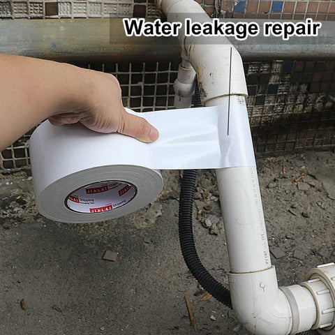 Applying White Duct Tape 3 Inch Wide, Heavy Duty Industrial Grade 55 Yards, Waterproof And UV Resistant on pipe for repair