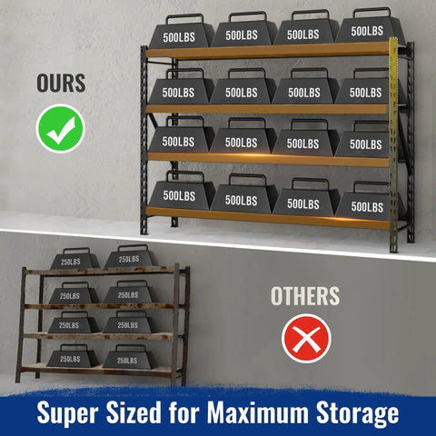 Straight Up Massive Garage Shelving Unit With An Actual 8000 LBS Weight Limit And Extra Wide Adjustable Four Tier Steel Racks Built Tough For Basement Gear Or Warehouse Hauling Black Storage Rack