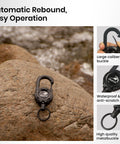 3 Pack Heavy Duty Zinger Retractors Saltwater Resistant 28 Inch Stainless Steel Wire Rope Tether on rock with clip details