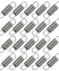 Top Grade 20 Piece Stainless Steel Extension Springs for Industrial Repair Jobs, 0.4mm diameter, 15mm length, durable 304 steel.
