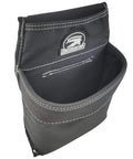 Carpenters Triple Combo Belt With Pro Comfort Back Support, boxed pouch design in black with white stitching, top view