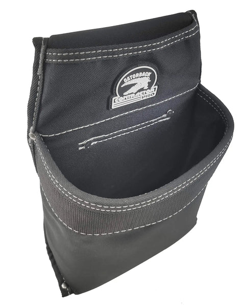 Carpenters Triple Combo Belt With Pro Comfort Back Support, boxed pouch design in black with white stitching, top view