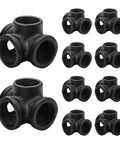 1 Inch Black Pipe Fittings 4 Way Side Outlet Tee Set Of Four Built Tough Malleable Cast Iron Threaded Fittings for shelves