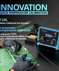 Smart 65W Soldering Station With PID Temperature Control on workbench, showing quick heat recovery and calibration.