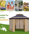 Pop Up Canopy Tent 13x13 Ft Instant Gazebo with Mosquito Netting and UV Protection for Patio, Garden, and Backyard Use