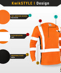 Men High Visibility Class Three Safety Shirt Orange Breathable Polyester Mesh Work Rig Gear With Silver Reflective Tape Sleek Cut Built For The Daily Hustle 2xl design details including moisture wicking fabric and reflective tape.