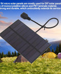1.5W 5V Flexible Mini Solar Panel With USB Interface for Camping, showing black solar panel on grassy outdoor background.