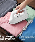 Compact Mini Iron For Clothes, Portable Travel Steam Press Machine For T Shirts And Crafts on packed shirts in suitcase.