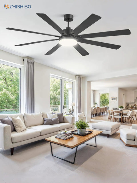 Beast Of A 72 Inch Ceiling Fan With Remote For Indoor Outdoor Use installed in a modern living room setting.