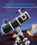 Telescope with Latitude Adjustment Base For Sky Watcher Star Adventurer, 0 To 90 Degree Declination Tilt Base under starry sky.
