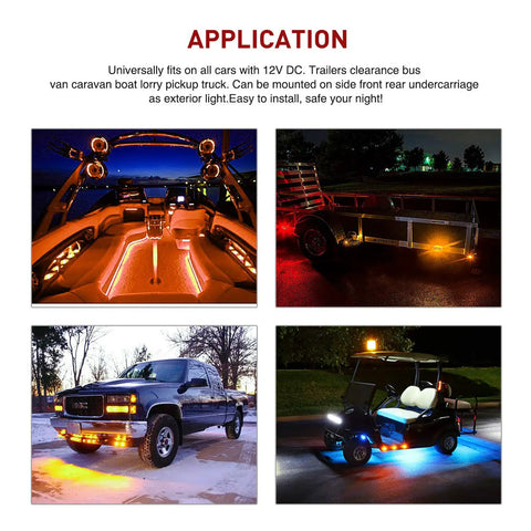 10-Pack Compact 3/4 Inch Round Clearance LED Marker Lights Kit For Truck, RV, Car, Bus, Trailer, And Boat Amber 12V in use