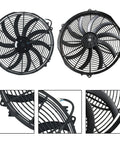 Street Ready 16 Inch Electric Radiator Cooling Fan With Smart Thermostat Wiring Switch And Relay Kit, black S curved blades.