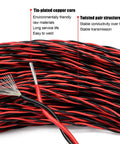 Top Notch 22Awg Yellow Green Fep Insulated Twisted Pair Wire 600V Tinned Copper Flexible High Temperature Cable For Led Lighting Solar Panels And Industrial Controls Brings Badass Durability And Runs Rock Solid On Rough Jobs 50 Feet Spool, displaying a detailed view of twisted red and black wire structure.