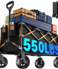 40 Inch Extra Large Collapsible Wagon Cart With 550 Lb Capacity And Big Wheels For Camping, Beach, Garden, and Sports Gear Haul