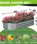 Galvanized Oval Raised Garden Bed 8x4x1ft Two Pack Outdoor Planter Box Kit For Veggies Flowers Herbs Metal Patio Garden Bed Silver Finish