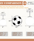 Size comparison of Mid Century Modern Ceiling Light Fixture With Milk Glass Shade And Matte Gold Finish Semi Flush Mount For Hallway Living Room Kitchen Bedroom Or Storage Spaces Bulb Included No Fuss Install with soccer ball and dimensions.