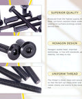 Close-up of DIY Ready Black Hex Drive Socket Cap Bolts Kit With Barrel Nuts And Hex Key 120Pcs M6 Assortment showing quality and design features.
