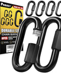 6 Pack 3 Inch Heavy Duty Chain Quick Links, 8mm Thick, 1600 Lbs Capacity, black steel connectors with packaging
