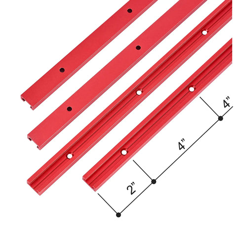 Universal 48 Inch T Track With Easy Install Predrilled Mounting Holes And Wood Screws Double Cut Profile Sandblasted Anodized Red Finish 4 Pack