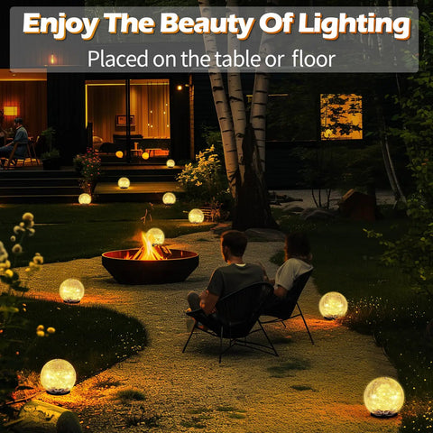 Epic Yard Glow Solar Globe Garden Lights 80 LED Cracked Glass Outdoor Ground Path Lights Waterproof 5.9ft 2 Pack Warm White