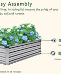 2 Pack Galvanized Raised Garden Bed Kit 12 By 4 By 1 Feet Outdoor Planter for Veggies Flowers Herbs and Fruit Rectangle Metal Bed Silver Durable Easy Assembly for Patio Balcony Lawn with hydrangeas