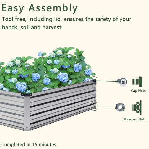 2 Pack Galvanized Raised Garden Bed Kit 12 By 4 By 1 Feet Outdoor Planter for Veggies Flowers Herbs and Fruit Rectangle Metal Bed Silver Durable Easy Assembly for Patio Balcony Lawn with hydrangeas