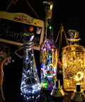 Solar Diamond Wine Bottle Lights 10 Pack with 20 LEDs Outdoor Waterproof Multicolor Fairy String Lights 3 Color Modes lit.