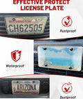 License Plate Protector 2 Pack Clear Shield For US And Canada Plates, Universal Fit For SUV Sedan Truck Trailer, shown in use