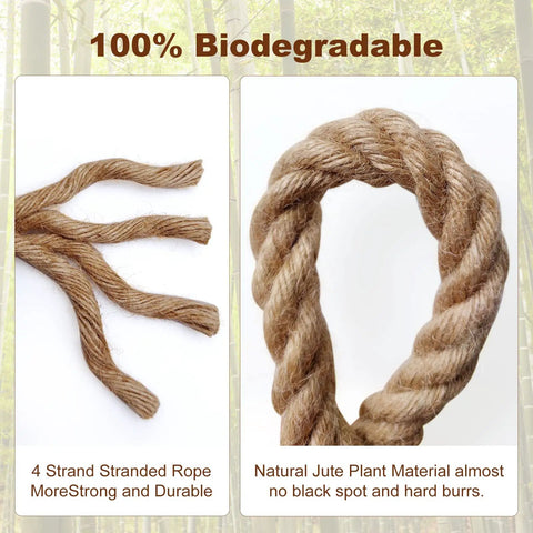 Heavy Duty 4 Strand Manila Rope 1.5 Inch Thick 100 Feet Natural Hemp Rope close-up of strands and twist, 2063 lbs SWL