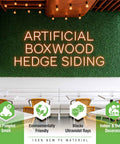 Cafe decorated with artificial boxwood hedge siding, featuring benefits of 24 Pack 20x20 Grass Wall Panels for decor.