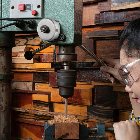 No Sweat Drill Press Return Spring Assembly Quill Feed Steel Coil Replacement With Guide Sleeve used in woodworking projects.