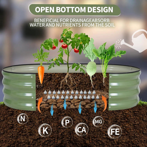 Galvanized Steel Raised Garden Beds Kit Outdoor Two Piece Planter Box Set With Gloves Safe Edge Design Easy Assembly Great For Vegetables Flowers And Herbs 4x2x1Ft Green