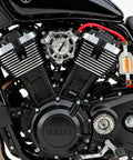 Motorcycle engine with installed 10 Pack Gas Inline Fuel Filters Quarter Inch And Sixteenth Inch With Magnets And Durable Clamps