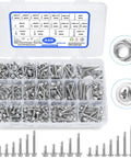 Self Drilling Screws Kit For Metal And Wood, 420 Piece Multi Size Set In 410 Stainless Steel with Hex Washer and Phillips Heads