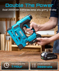 Lightweight Cordless Brad Nailer And Staple Gun With Battery Included Smooth Operator Softwood Specialist For Trim Upholstery Woodworking Garage Hero, showing dual 2000mAh batteries.