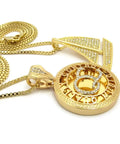 Iced Out Yacht Pendant And QC Pendant With Box Chain Necklaces Set For Hip Hop Fans Includes 24 Inch And 30 Inch Chains