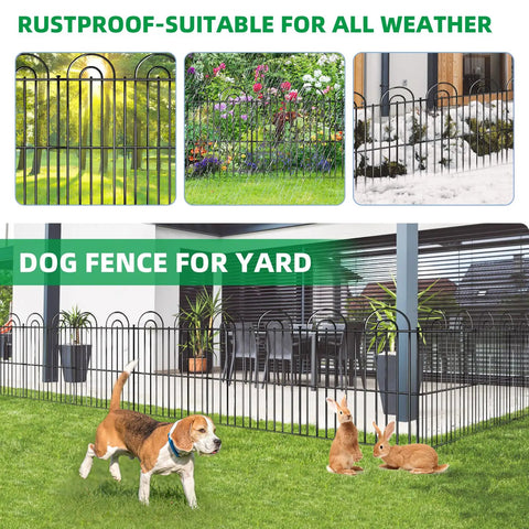 No Dig Decorative Garden Fence Kit With 25 Panels, 32 Inch High By 50 Foot Long, Rustproof Metal Wire Fence For Yard, Dog Barrier