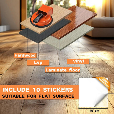 Floor Gap Fixer Tool For Laminate And Hardwood Floors, Heavy Duty Suction Cup Gap Repair Kit With Widened Striking Face, 10 Sticky Pads