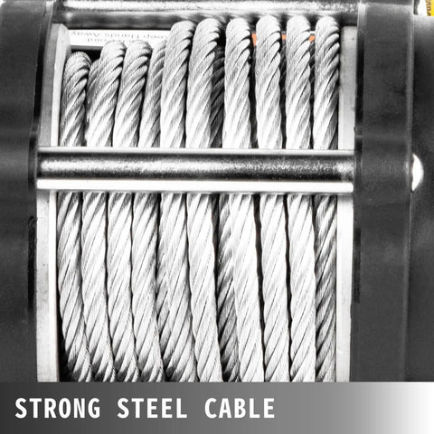 Heavy Duty Electric Winch With Wireless Remote Control And High Grade Steel Cable For SUV ATV Truck and Boat Recovery Off Road Trail Ready Gear That Pulls Like An Absolute Champ At Eight Thousand Pounds close-up of steel cable.
