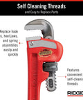 Heavy Duty 6 Inch Straight Pipe Wrench For Plumbing Projects With Serrated Steel Jaw And Cast Iron Handle Red Finish