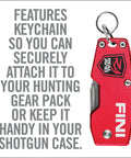 FINI Shotgun Tool Choke Wrench With Scope Turret Adjuster And Keychain, durable red pocket-size accessory showing keychain feature