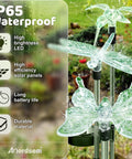 Solar Garden Lights Outdoor Set Of 6 Insect Stake Lights with dragonfly and butterfly design, waterproof IP65, colorful LED.