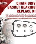 Chain Drive Twin Cam Gasket Bearing Replacement Kit for Harley 2006 to 2017 Twin Cam Models with gasket and bearings.