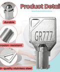 GR777 Tubular Key Set For Commercial Washers And Coin Op Machines, stainless steel, featuring durability and corrosion resistance.